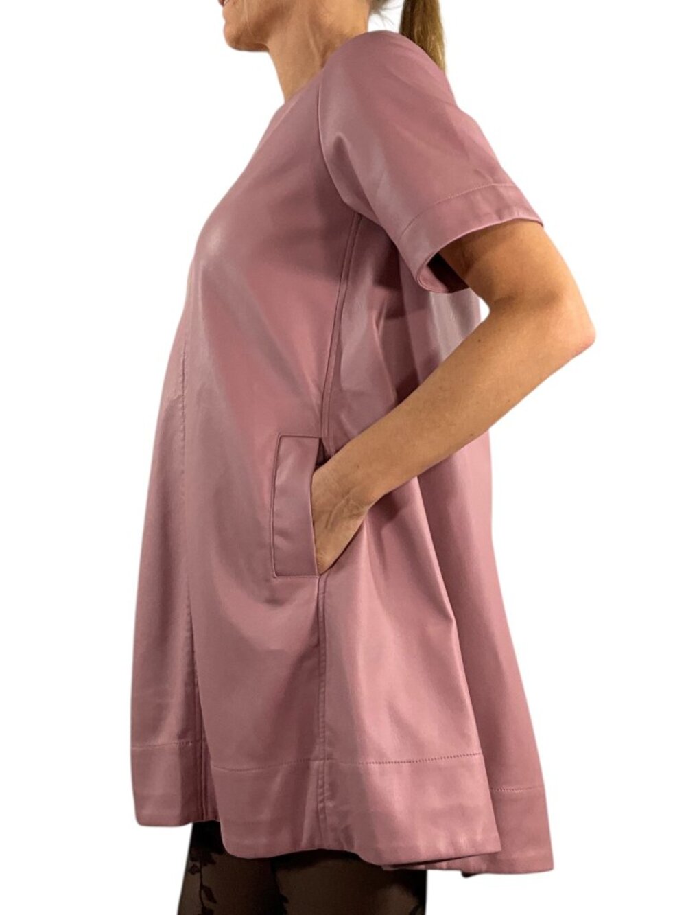 Anthropologie Maeve The Emmy Faux Leather Mini Dress 2XS XXS Pink - Picture 4 of 16